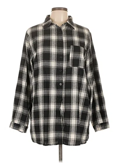 Pre-owned Unbranded 3/4 Sleeve Button Down Shirt In Black