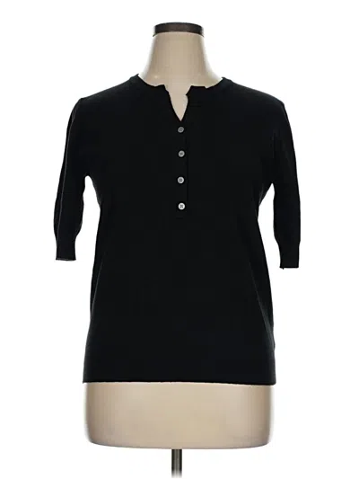 Pre-owned Unbranded 3/4 Sleeve Button Down Shirt In Black