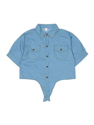 Pre-owned Unbranded Kids' 3/4 Sleeve Button Down Shirt In Blue