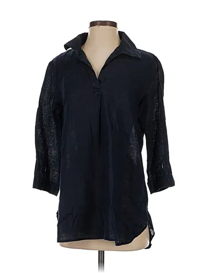 Pre-owned Unbranded 3/4 Sleeve Button Down Shirt In Blue