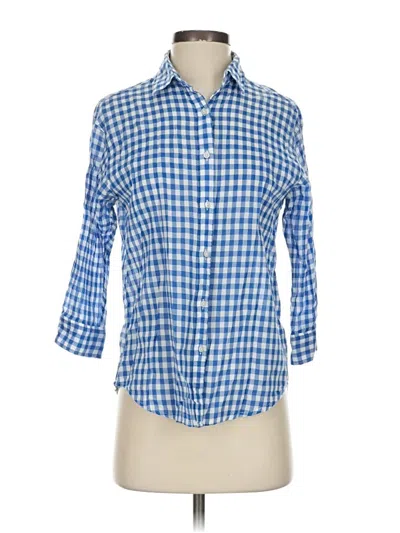 Pre-owned Unbranded 3/4 Sleeve Button Down Shirt In Blue
