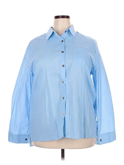 Pre-owned Unbranded 3/4 Sleeve Button Down Shirt In Blue