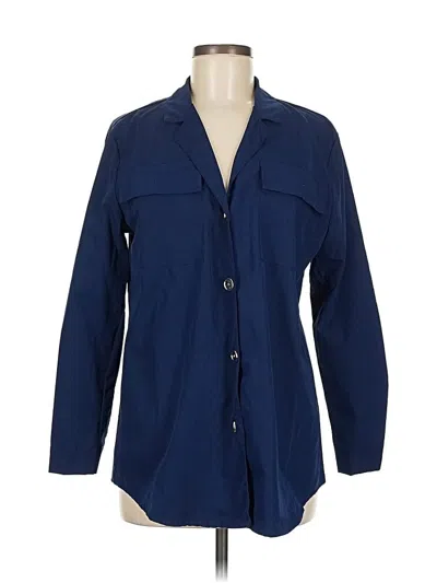 Pre-owned Unbranded 3/4 Sleeve Button Down Shirt In Blue