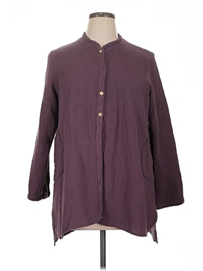 Pre-owned Unbranded 3/4 Sleeve Button Down Shirt In Burgundy