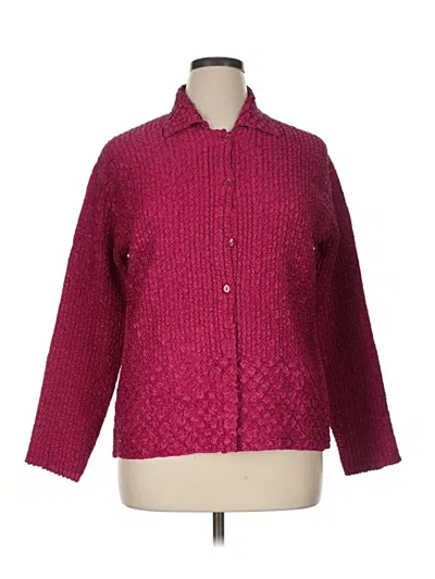 Pre-owned Unbranded 3/4 Sleeve Button Down Shirt In Burgundy