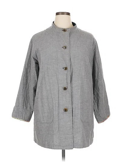 Pre-owned Unbranded 3/4 Sleeve Button Down Shirt In Gray