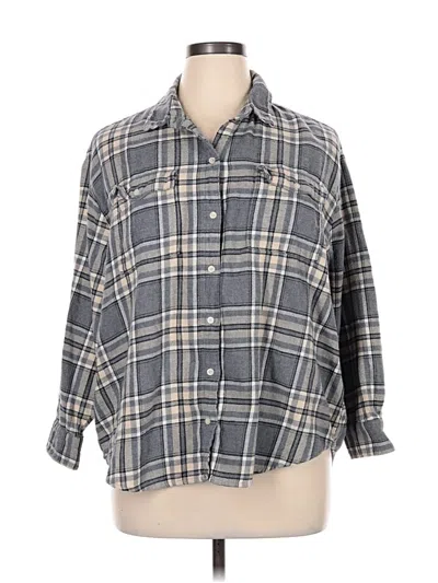 Pre-owned Unbranded 3/4 Sleeve Button Down Shirt In Gray