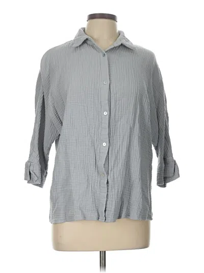 Pre-owned Unbranded 3/4 Sleeve Button Down Shirt In Gray