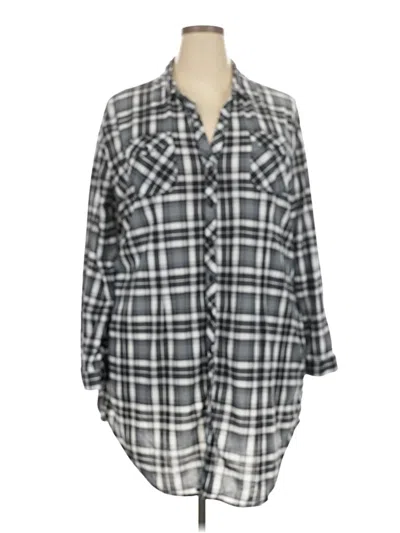 Pre-owned Unbranded 3/4 Sleeve Button Down Shirt In Gray
