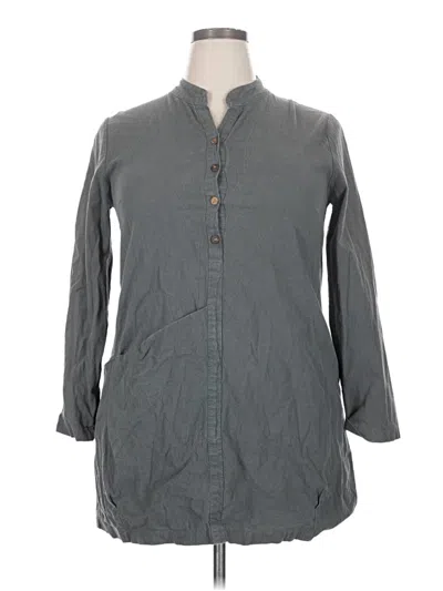 Pre-owned Unbranded 3/4 Sleeve Button Down Shirt In Gray