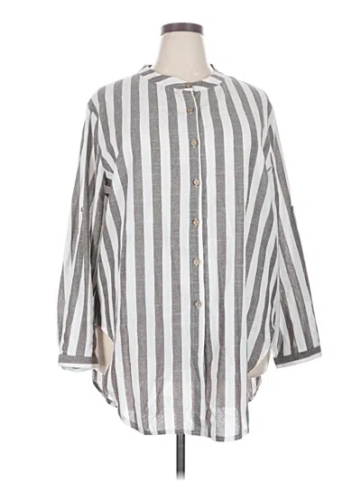 Pre-owned Unbranded 3/4 Sleeve Button Down Shirt In Gray