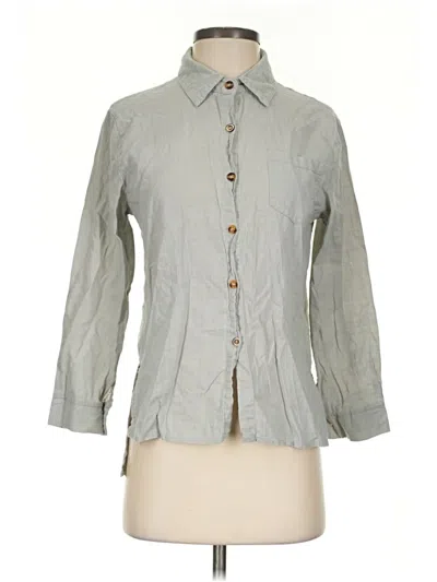 Pre-owned Unbranded 3/4 Sleeve Button Down Shirt In Gray