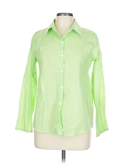 Pre-owned Unbranded 3/4 Sleeve Button Down Shirt In Green