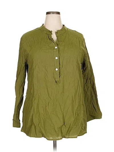 Pre-owned Unbranded 3/4 Sleeve Button Down Shirt In Green