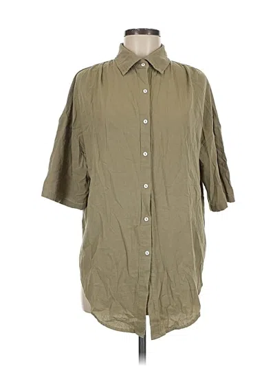 Pre-owned Unbranded 3/4 Sleeve Button Down Shirt In Green
