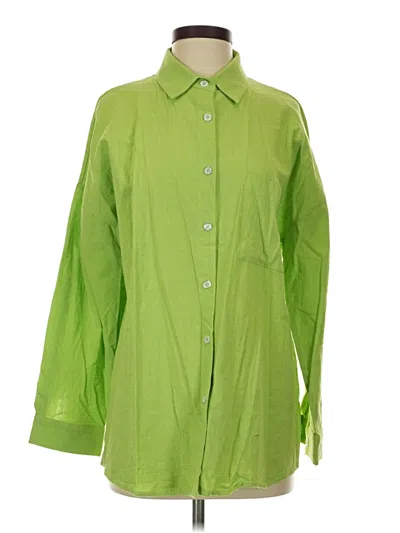 Pre-owned Unbranded 3/4 Sleeve Button Down Shirt In Green