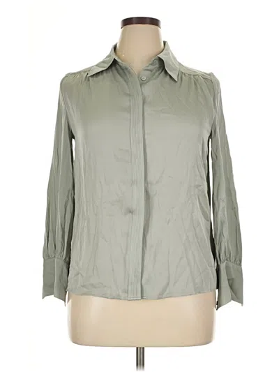 Pre-owned Unbranded 3/4 Sleeve Button Down Shirt In Green