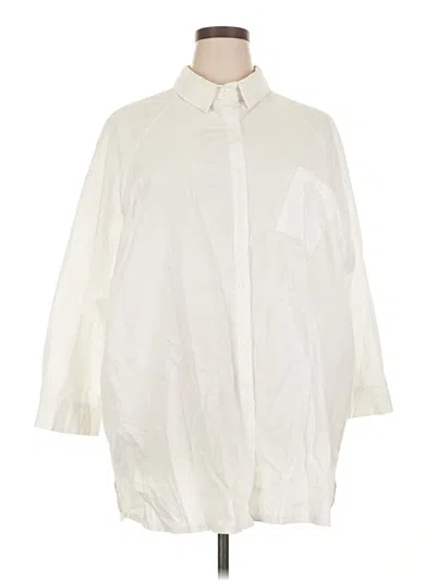 Pre-owned Unbranded 3/4 Sleeve Button Down Shirt In Ivory