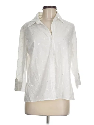 Pre-owned Unbranded 3/4 Sleeve Button Down Shirt In Ivory