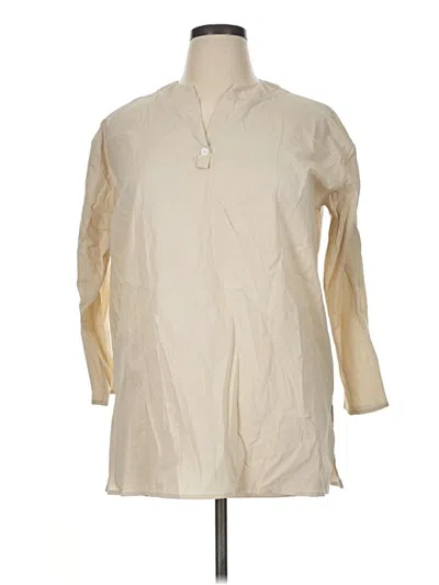 Pre-owned Unbranded 3/4 Sleeve Button Down Shirt In Ivory