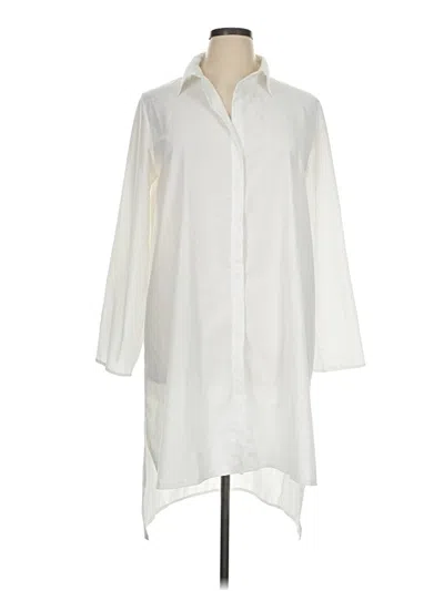 Pre-owned Unbranded 3/4 Sleeve Button Down Shirt In Ivory