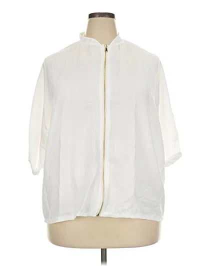Pre-owned Unbranded 3/4 Sleeve Button Down Shirt In Ivory