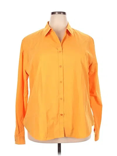 Pre-owned Unbranded 3/4 Sleeve Button Down Shirt In Orange