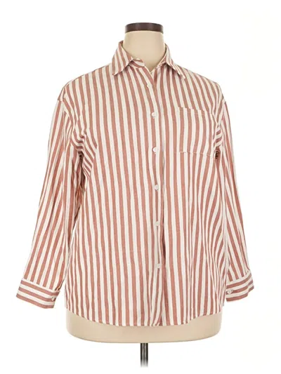 Pre-owned Unbranded 3/4 Sleeve Button Down Shirt In Orange