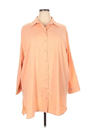 Pre-owned Unbranded 3/4 Sleeve Button Down Shirt In Orange