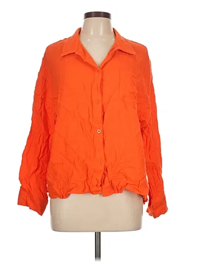 Pre-owned Unbranded 3/4 Sleeve Button Down Shirt In Orange