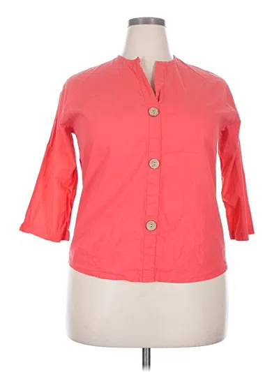 Pre-owned Unbranded 3/4 Sleeve Button Down Shirt In Orange