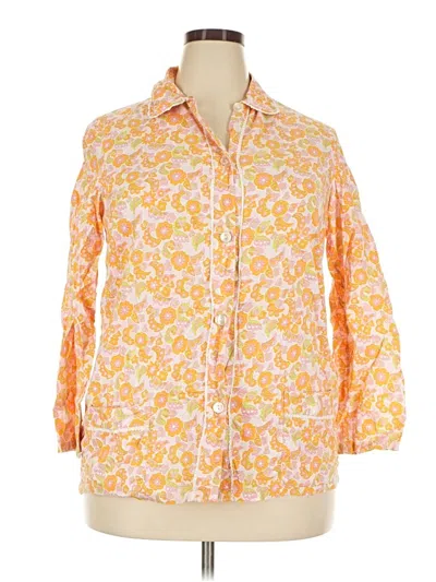 Pre-owned Unbranded 3/4 Sleeve Button Down Shirt In Orange