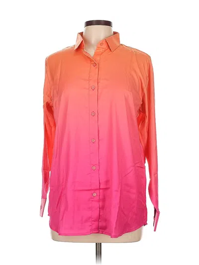 Pre-owned Unbranded 3/4 Sleeve Button Down Shirt In Pink