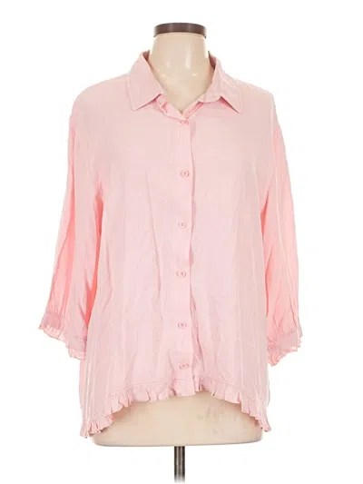 Pre-owned Unbranded 3/4 Sleeve Button Down Shirt In Pink