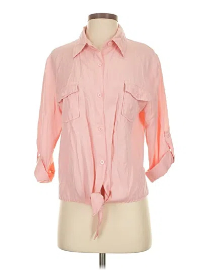 Pre-owned Unbranded 3/4 Sleeve Button Down Shirt In Pink