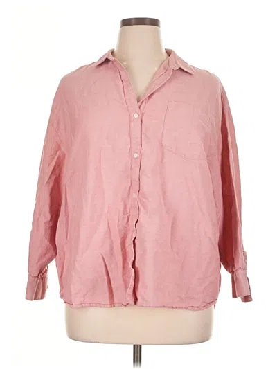 Pre-owned Unbranded 3/4 Sleeve Button Down Shirt In Pink
