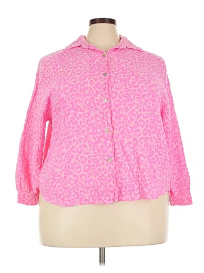 Pre-owned Unbranded 3/4 Sleeve Button Down Shirt In Pink