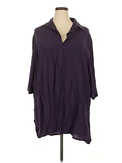 Pre-owned Unbranded 3/4 Sleeve Button Down Shirt In Purple