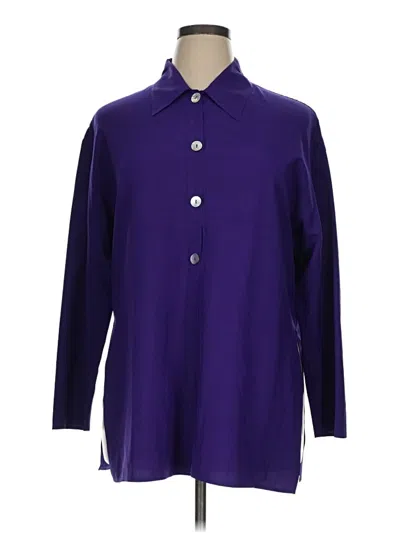 Pre-owned Unbranded 3/4 Sleeve Button Down Shirt In Purple