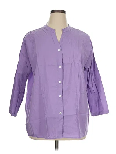 Pre-owned Unbranded 3/4 Sleeve Button Down Shirt In Purple