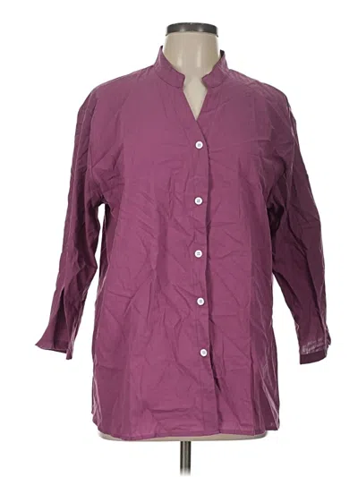 Pre-owned Unbranded 3/4 Sleeve Button Down Shirt In Purple