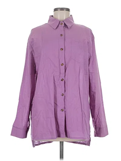 Pre-owned Unbranded 3/4 Sleeve Button Down Shirt In Purple