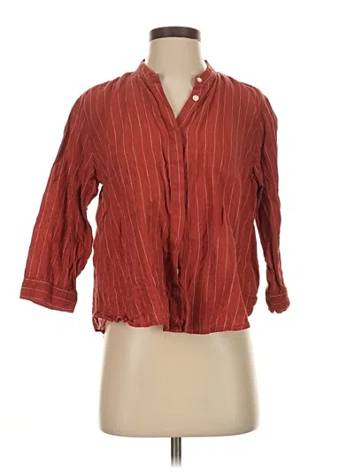 Pre-owned Unbranded 3/4 Sleeve Button Down Shirt In Red
