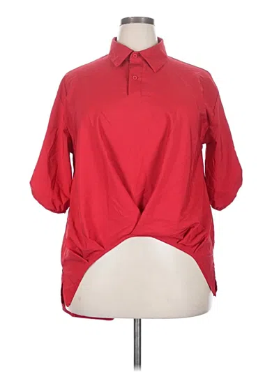 Pre-owned Unbranded 3/4 Sleeve Button Down Shirt In Red