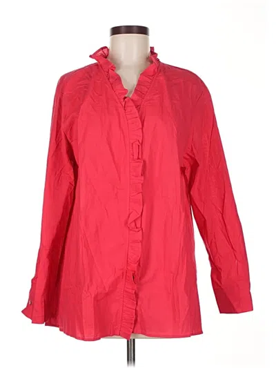 Pre-owned Unbranded 3/4 Sleeve Button Down Shirt In Red