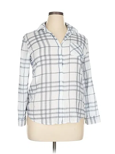 Pre-owned Unbranded 3/4 Sleeve Button Down Shirt In Silver