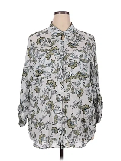 Pre-owned Unbranded 3/4 Sleeve Button Down Shirt In Silver