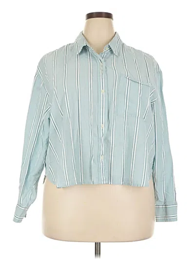 Pre-owned Unbranded 3/4 Sleeve Button Down Shirt In Teal