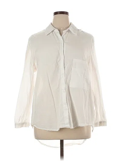 Pre-owned Unbranded 3/4 Sleeve Button Down Shirt In White