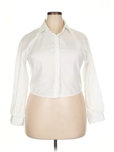 Pre-owned Unbranded 3/4 Sleeve Button Down Shirt In White